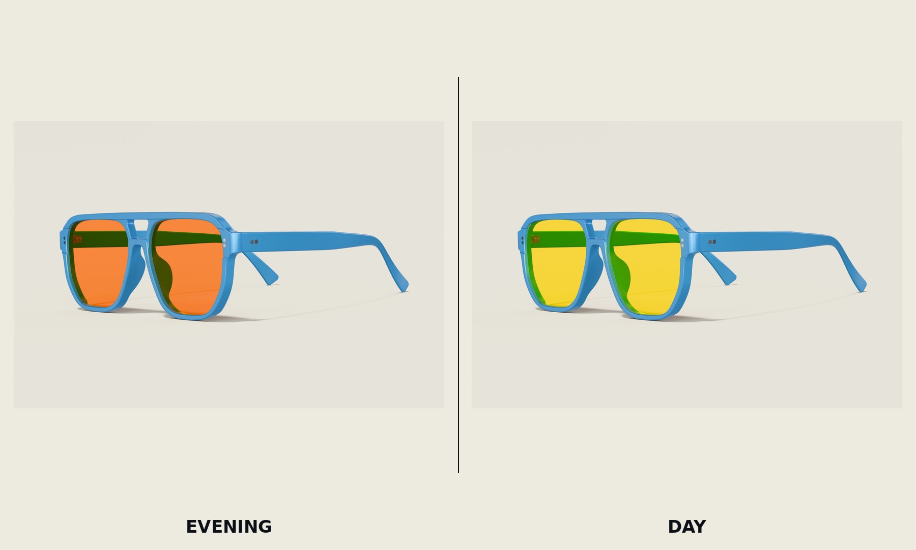 The Doubleheader Aviator — Neon Blue — Evening + Day lenses