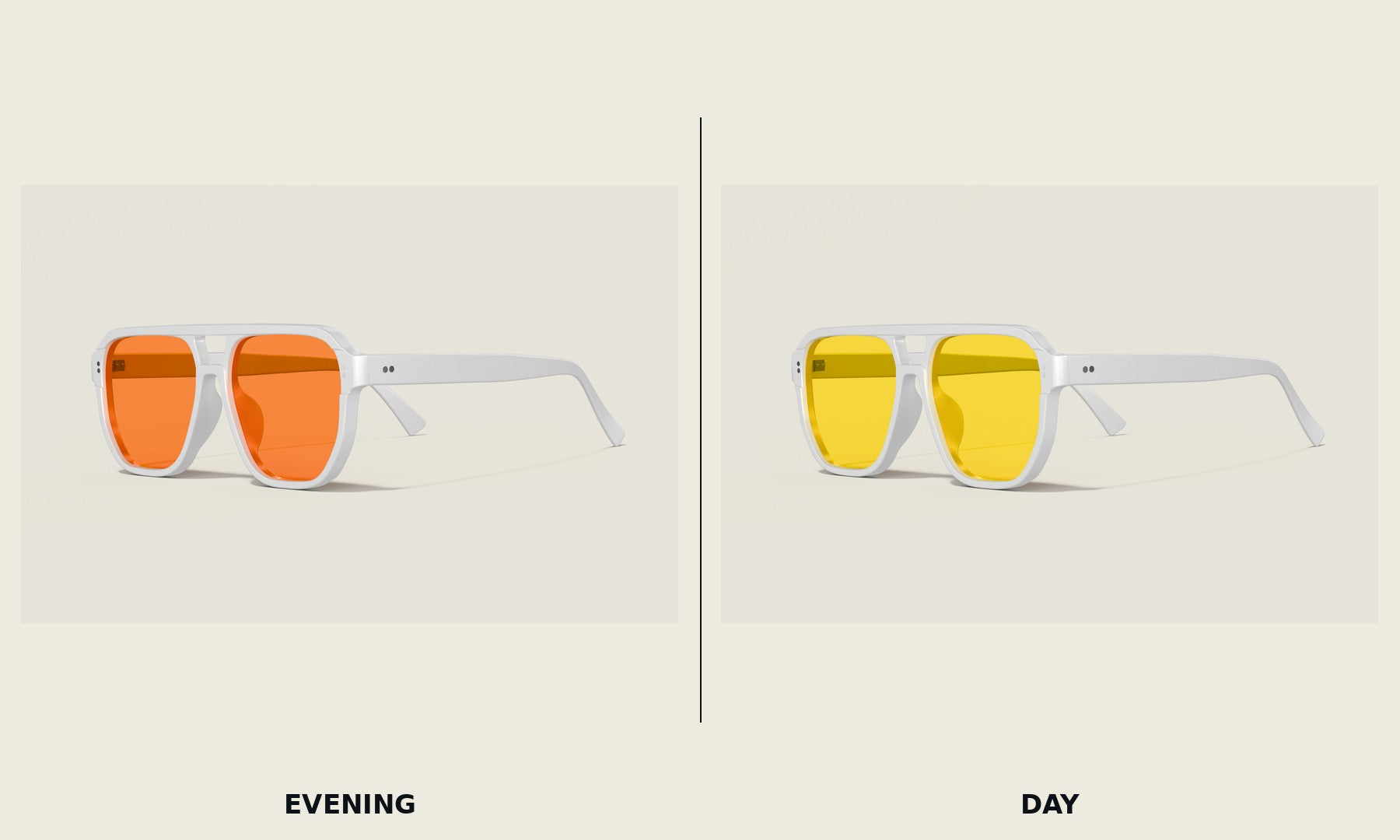 The Doubleheader Aviator — White — Evening + Day lenses