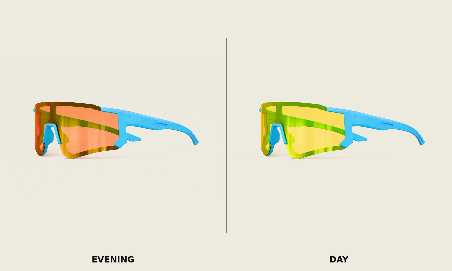 The Doubleheader Shield — Neon Blue — Evening + Day lenses